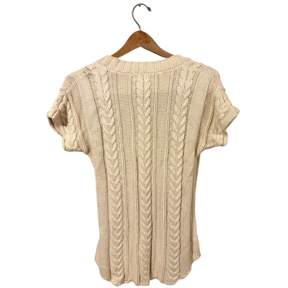 Old navy vintage polo short sleeve beige tan sweater M - Picture 2 of 10